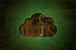 cloud shape positioned on top of a circuit board