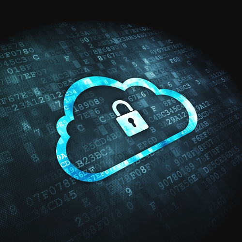 cloud with locked padlock inside on a background of digits
