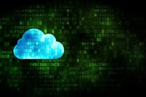 blue cloud on a background of green digits