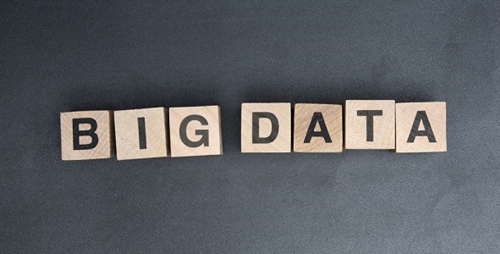 big data letter tiles on a black background