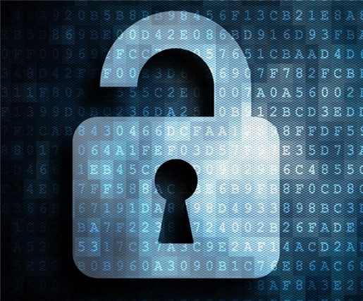 open padlock surrounded by binary code
