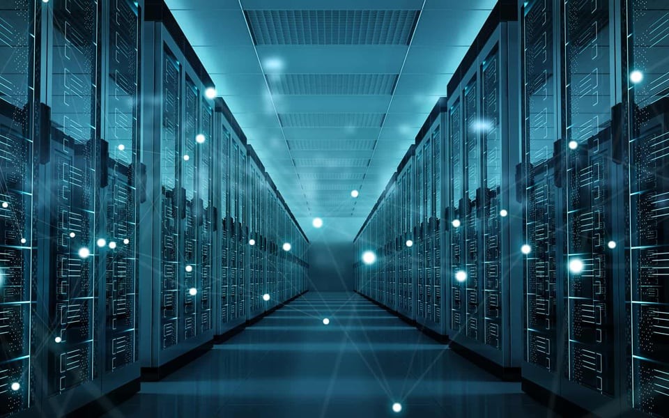 abstract server room center