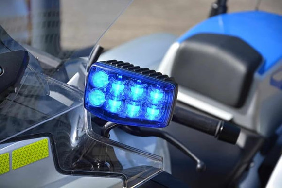 motor cycle with blue light