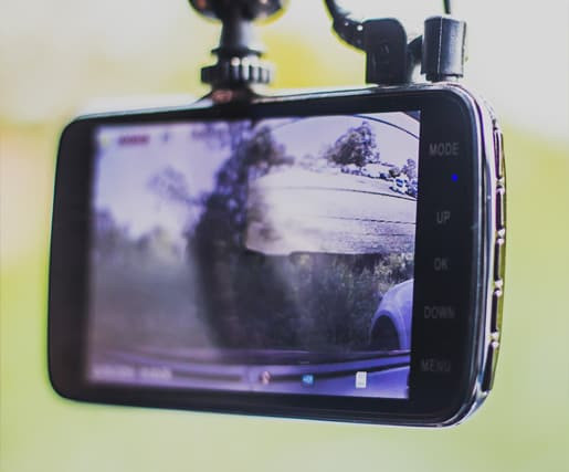 view through the screen of a dash cam